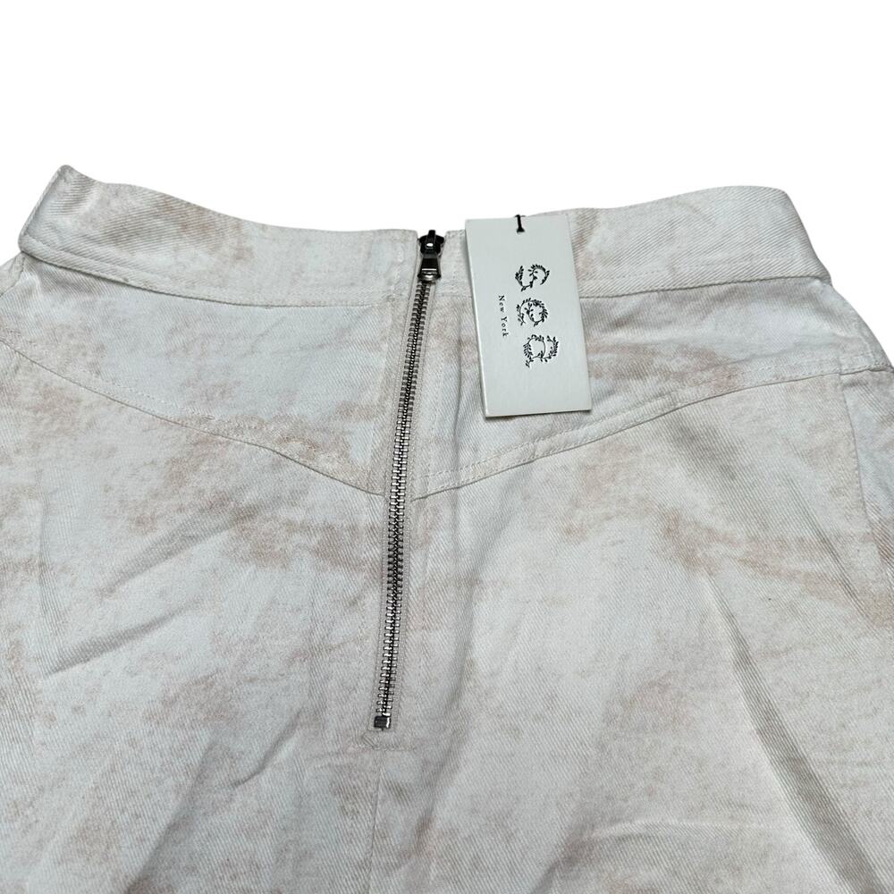 SEA NEW YORK Marble Denim Skirt Cream Tan White Women's Size 4 NWT Zip Front - Picture 10 of 11